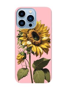 Матовий рожевий чохол на Apple iPhone 13 Pro Max :: Соняшник (принт 274)