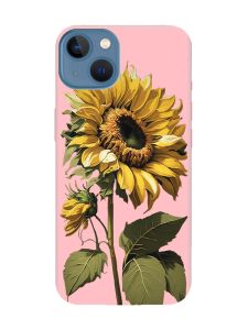 Матовий рожевий чохол на Apple iPhone 13 :: Соняшник (принт 274)