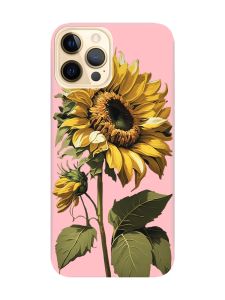 Матовий рожевий чохол на Apple iPhone 12 Pro Max :: Соняшник (принт 274)