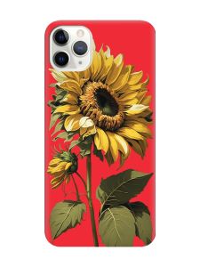 Матовий червоний чохол на iPhone 11 Pro Max (6.5) :: Соняшник (принт 274)