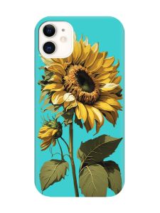 Матовий бірюзовий чохол на Apple iPhone 11 (6.1) :: Соняшник (принт 274)