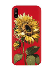 Матовий червоний чохол на Xiaomi Redmi 9A :: Соняшник (принт 274)