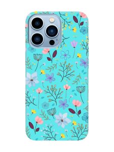 Матовий бірюзовий чохол на Apple iPhone 13 Pro Max :: Квітковий фон (принт 267)