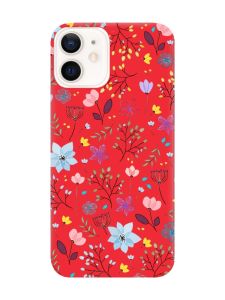 Матовий червоний чохол на Apple iPhone 12 / 12 Pro (6.1) :: Квітковий фон (принт 267)
