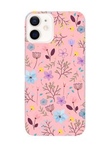 Матовий рожевий чохол на Apple iPhone 12 / 12 Pro (6.1) :: Квітковий фон (принт 267)