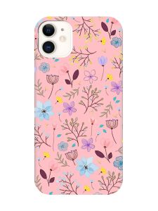 Матовий рожевий чохол на Apple iPhone 11 (6.1) :: Квітковий фон (принт 267)