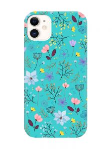 Матовий бірюзовий чохол на Apple iPhone 11 (6.1) :: Квітковий фон (принт 267)