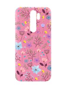 Матовий рожевий чохол на Xiaomi Redmi Note 8 Pro :: Квітковий фон (принт 267)