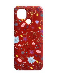 Матовий червоний чохол на Xiaomi Redmi 10C :: Квітковий фон (принт 267)