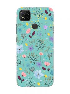 Матовий бірюзовий чохол на Xiaomi Redmi 9C / 10A :: Квітковий фон (принт 267)