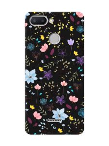 Матовий чорний чохол на Xiaomi Redmi 6 :: Квітковий фон (принт 267)