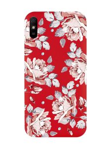 Матовий червоний чохол на Xiaomi Redmi 9A :: Фон Троянди (принт 273)