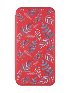 Чохол-книжка з малюнком для Xiaomi Redmi 9 Червоний  :: Рослинний фон (принт 276)