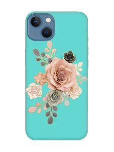 Матовий бірюзовий чохол на Apple iPhone 13 :: Троянди (принт 275)