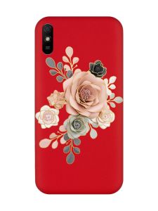 Матовий червоний чохол на Xiaomi Redmi 9A :: Троянди (принт 275)