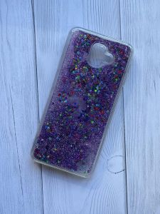 Силіконовий чохол з плаваючими блискітками для Samsung Galaxy J6 Plus Фіолетовий
