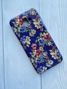 Силіконовий чохол із малюнком для Samsung Galaxy J6 Plus Квіти на фіолетовому