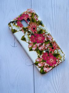 Силіконовий чохол із малюнком для Samsung Galaxy J6 Plus Рожеві квіти на білому