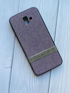 Силіконовий чохол з камінцями на тканині для Samsung Galaxy J6 Plus Фіолетовий