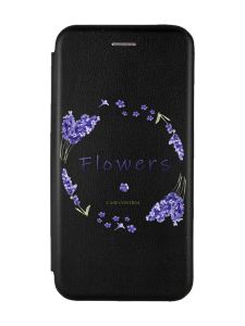 Чохол-книжка з малюнком для Samsung Galaxy А10 (2019) А105 Чорний :: Лавандовий віночок (принт 19)