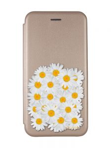 Чохол-книжка з малюнком для Samsung Galaxy А30 (2019) А305/ A20 Золотий :: Букет ромашок (принт 40)