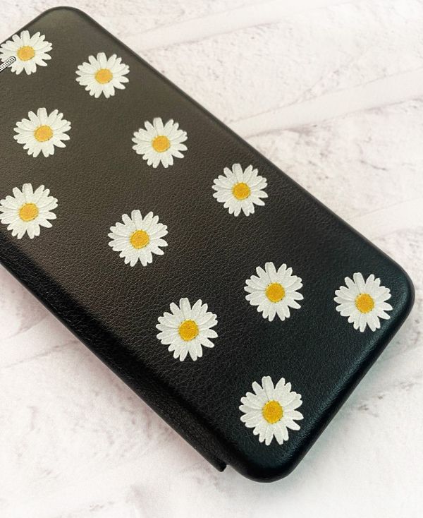 Чохол-книжка з малюнком для Samsung Galaxy M30s/ М21 Чорний :: Фон ромашки (принт 41)