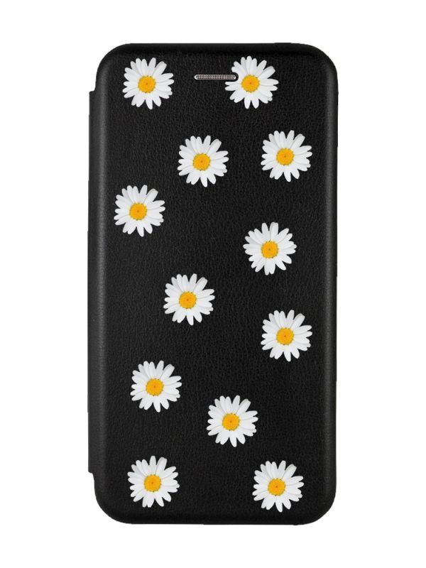 Чохол-книжка з малюнком для Xiaomi Redmi Note 10 Pro/10 Pro Max Чорний :: Фон ромашки (принт 41)