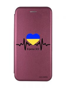 Чохол-книжка з малюнком для Samsung Galaxy A22 4G/ M22/ M32 Бордовий :: В ритмі ЗСУ (принт 70)