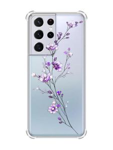 Чохол з потовщеними кутами на Samsung Galaxy S21 Ultra :: Гілочка квітів (принт 278)