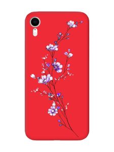 Матовий червоний чохол на Apple iPhone XR :: Гілочка квітів (принт 278)