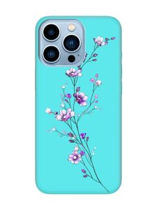 Матовий бірюзовий чохол на Apple iPhone 13 Pro Max :: Гілочка квітів (принт 278)