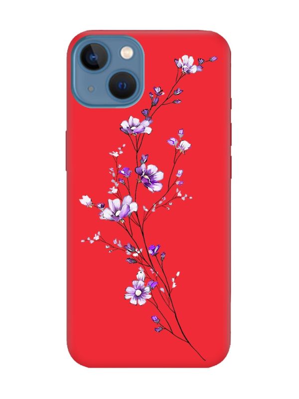 Матовий червоний чохол на Apple iPhone 13 :: Гілочка квітів (принт 278)