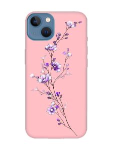 Матовий рожевий чохол на Apple iPhone 13 :: Гілочка квітів (принт 278)