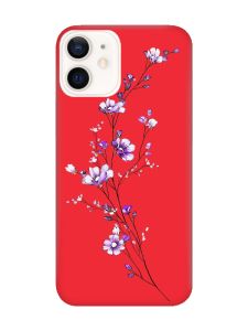 Матовий червоний чохол на Apple iPhone 12 / 12 Pro (6.1) :: Гілочка квітів (принт 278)