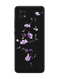 Матовий чорний чохол на Xiaomi Redmi 10C :: Гілочка квітів (принт 278)