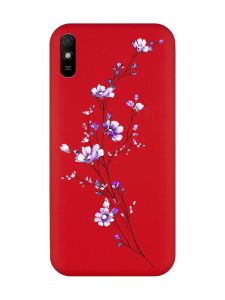 Матовий червоний чохол на Xiaomi Redmi 9A :: Гілочка квітів (принт 278)