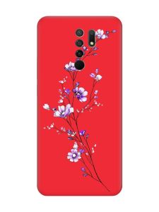 Матовий червоний чохол на Xiaomi Redmi 9 :: Гілочка квітів (принт 278)