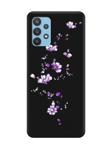 Матовий чорний чохол на Samsung Galaxy A32 :: Гілочка квітів (принт 278)