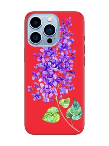Матовий червоний чохол на Apple iPhone 13 Pro Max :: Гілочка бузку (принт 280)