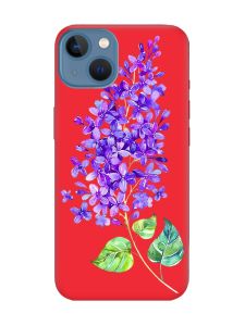Матовий червоний чохол на Apple iPhone 13 :: Гілочка бузку (принт 280)