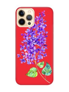 Матовий червоний чохол на Apple iPhone 12 Pro Max :: Гілочка бузку (принт 280)