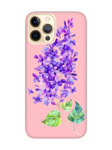 Матовий рожевий чохол на Apple iPhone 12 Pro Max :: Гілочка бузку (принт 280)