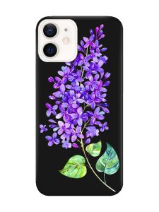 Матовий чорний чохол на Apple iPhone 12 / 12 Pro (6.1) :: Гілочка бузку (принт 280)