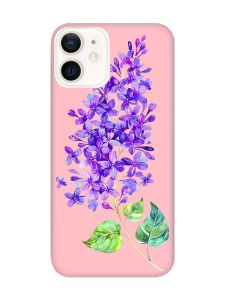 Матовий рожевий чохол на Apple iPhone 12 / 12 Pro (6.1) :: Гілочка бузку (принт 280)