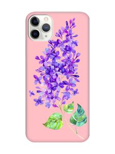 Матовий рожевий чохол на iPhone 11 Pro Max (6.5) :: Гілочка бузку (принт 280)
