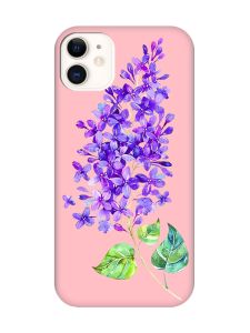 Матовий рожевий чохол на Apple iPhone 11 (6.1) :: Гілочка бузку (принт 280)