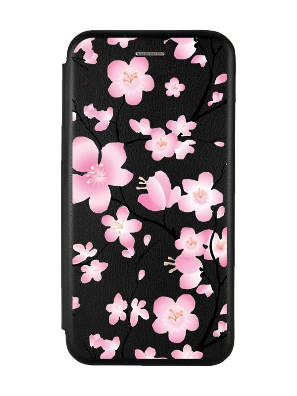 Чохол-книжка з малюнком для Xiaomi Redmi Note 10 Pro/10 Pro Max Чорний :: Квітуча сакура (принт 282)