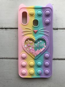 Силіконовий чохол Поп іт Антистрес Поп-Іт Pop для Samsung Galaxy А30 / А20 Попит Котик з сердечком троянд.-фіоле.