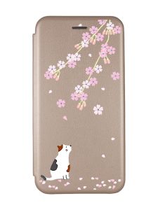 Чохол-книжка з малюнком для Samsung Galaxy A31 Золотистий :: Котик і сакура (принт 283)
