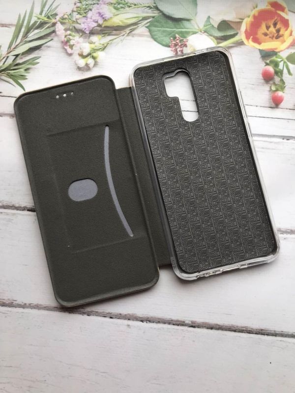 Чохол-книжка з малюнком для Xiaomi Redmi 9 Золотистий :: Котик і сакура (принт 283)